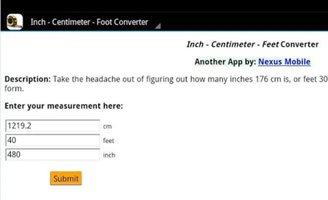 Inch/cm/Foot Conversion android App screenshot 2